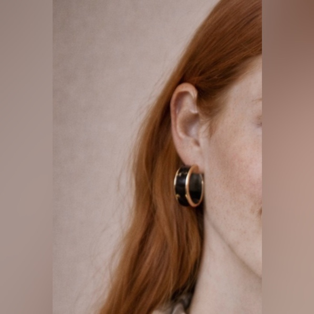 Monet Gold and Black Earrings